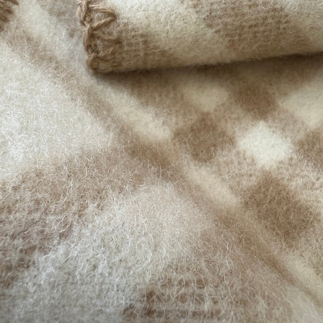 CHECK WOOL 182 CM SCARF CAMEL BROWN 405051