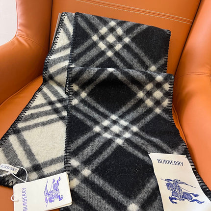 CHECK WOOL 182 CM SCARF BLACK 405055