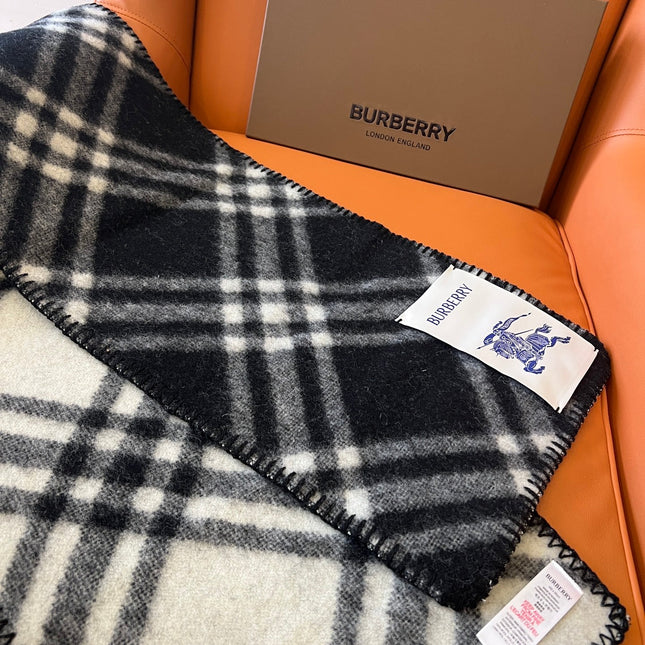 CHECK WOOL 182 CM SCARF BLACK 405055