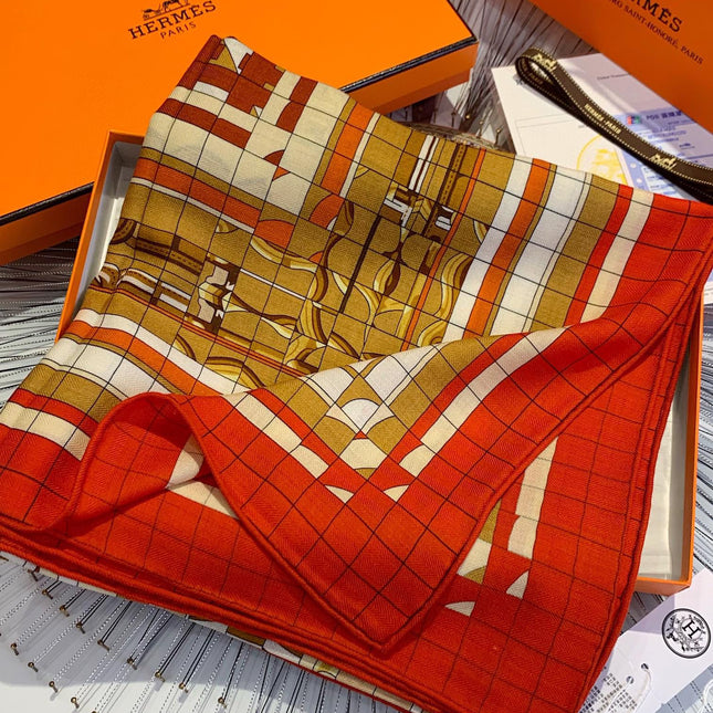 COACHING DEJA-VU SHAWL 135 CM IN COLORFUL CASHMERE AND SILK 379744