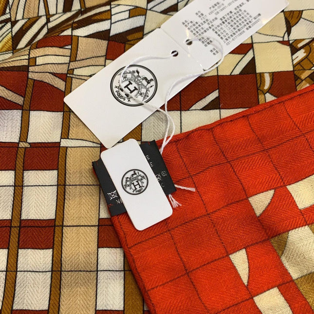 COACHING DEJA-VU SHAWL 135 CM IN COLORFUL CASHMERE AND SILK 379744