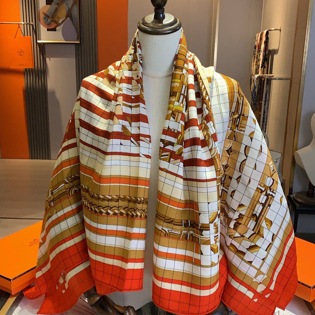 COACHING DEJA-VU SHAWL 135 CM IN COLORFUL CASHMERE AND SILK 379744