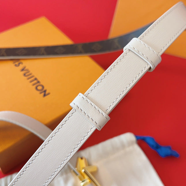 LV GO-14 20MM BELT IN WHITE CALFSKIN GOLD HARDWARE