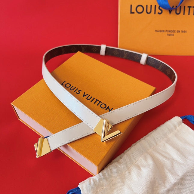 LV GO-14 20MM BELT IN WHITE CALFSKIN GOLD HARDWARE