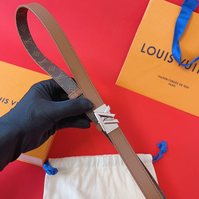 LV GO-14 20MM BELT IN BRONZE BROWN CALFSKIN SILVER HARDWARE