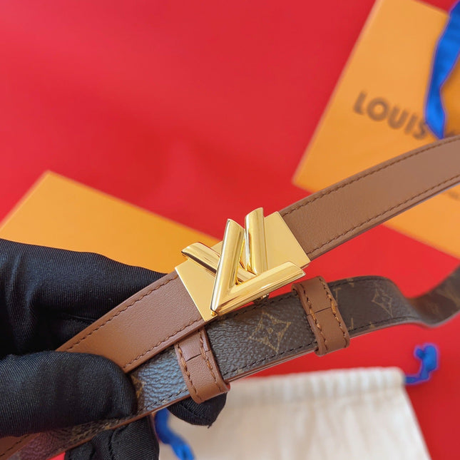 LV GO-14 20MM BELT IN BRONZE BROWN CALFSKIN GOLD HARDWARE
