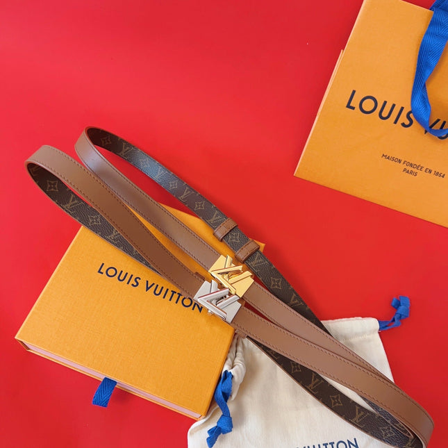 LV GO-14 20MM BELT IN BRONZE BROWN CALFSKIN SILVER HARDWARE