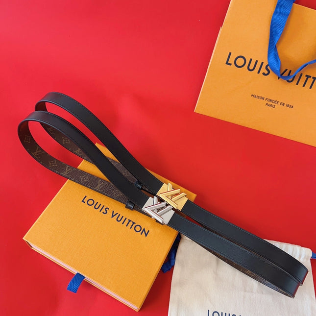 LV GO-14 20MM BELT IN BLACK CALFSKIN SILVER HARDWARE