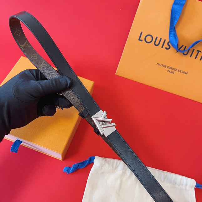 LV GO-14 20MM BELT IN BLACK CALFSKIN SILVER HARDWARE