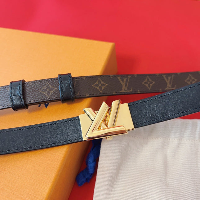 LV GO-14 20MM BELT IN BLACK CALFSKIN GOLD HARDWARE