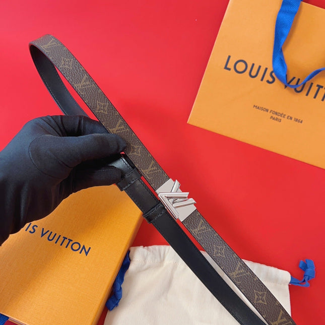 LV GO-14 20MM BELT IN BROWN MONOGRAM CALFSKIN SILVER HARDWARE