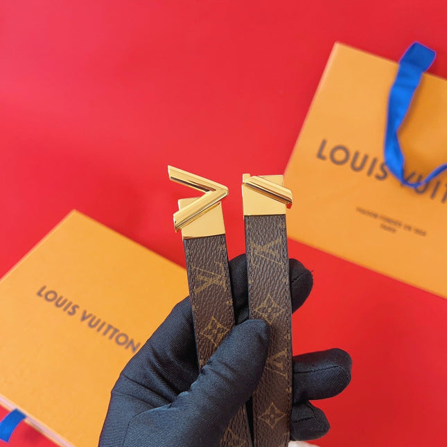 LV GO-14 20MM BELT IN BROWN MONOGRAM CALFSKIN GOLD HARDWARE
