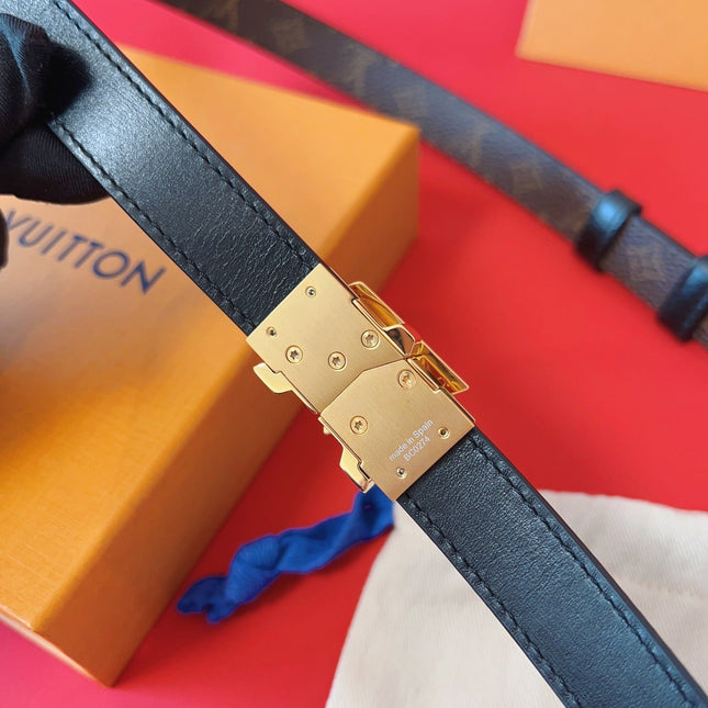 LV GO-14 20MM BELT IN BROWN MONOGRAM CALFSKIN GOLD HARDWARE