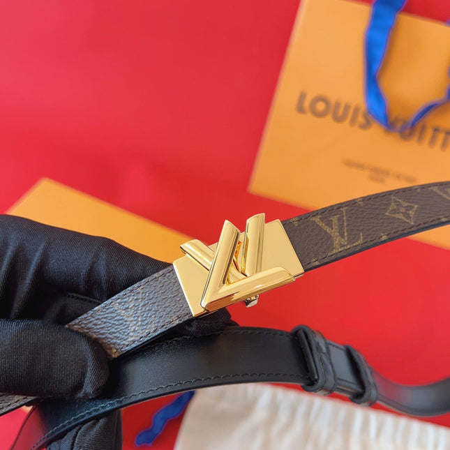 LV GO-14 20MM BELT IN BROWN MONOGRAM CALFSKIN GOLD HARDWARE