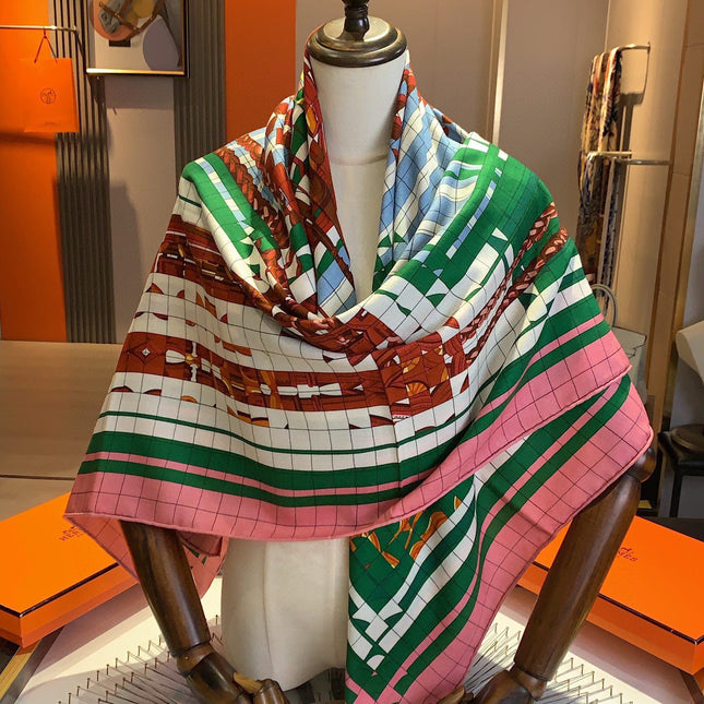 COACHING DEJA-VU SHAWL 135 CM IN COLORFUL CASHMERE AND SILK 379745