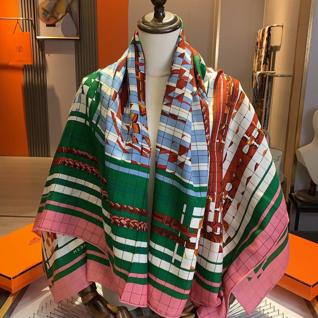 COACHING DEJA-VU SHAWL 135 CM IN COLORFUL CASHMERE AND SILK 379745