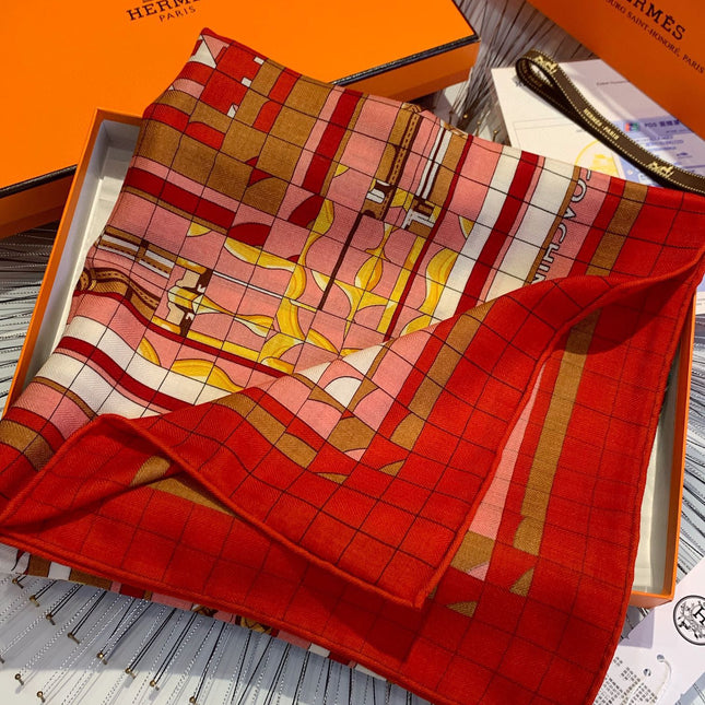 COACHING DEJA-VU SHAWL 135 CM IN COLORFUL CASHMERE AND SILK 379747