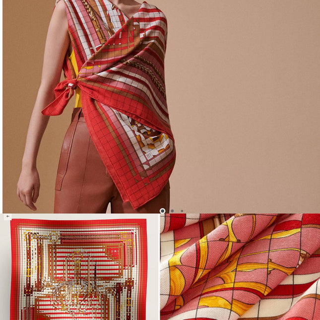 COACHING DEJA-VU SHAWL 135 CM IN COLORFUL CASHMERE AND SILK 379747