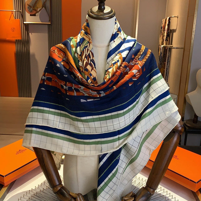 COACHING DEJA-VU SHAWL 135 CM IN COLORFUL CASHMERE AND SILK 379748
