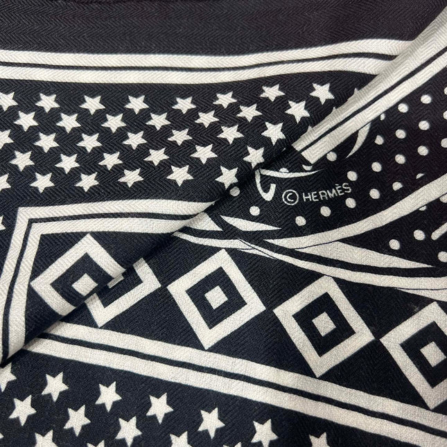 SCARF 140 CM IN BLACK MIX WHITE CASHMERE AND SILK 379767