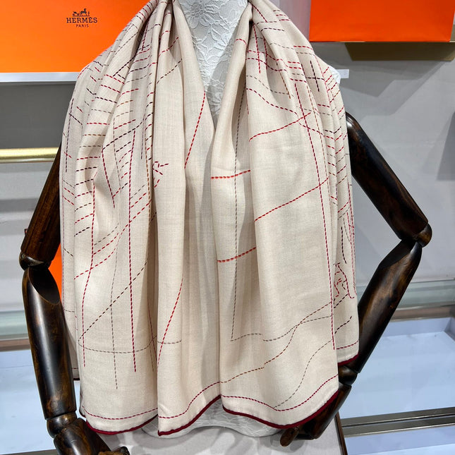 SCARF 135 CM BEIGE MIX RED 387967