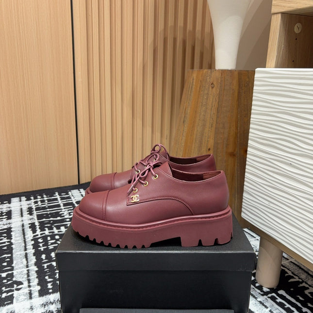 CC OXFORD SHOES IN BURGUNDY RED CALFSKIN