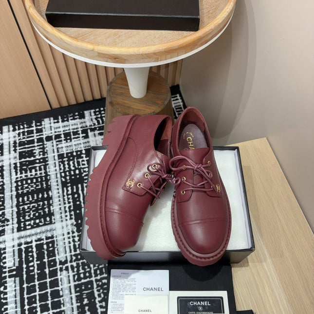 CC OXFORD SHOES IN BURGUNDY RED CALFSKIN