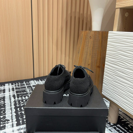 CC OXFORD SHOES IN BLACK TWEED AND CALFSKIN