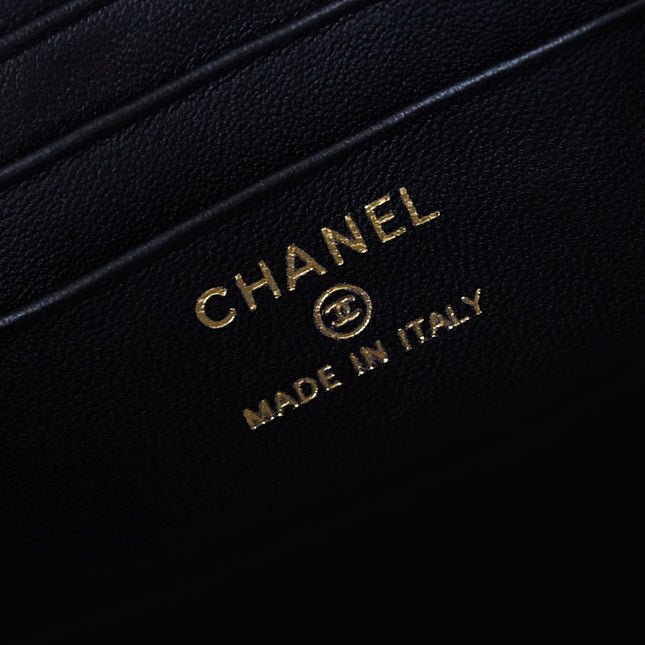CHANEL 25S MINI VANITY BAG 16 CM IN BLACK LAMBSKIN WITH CRYSTAL-EMBELLISHED CC LOGO