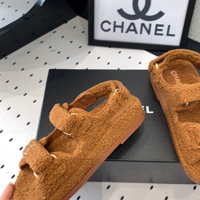 CC DAD SANDAL BRONZE BROWN LAMB FUR