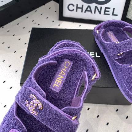 CC DAD SANDAL PLUM PURPLE LAMB FUR