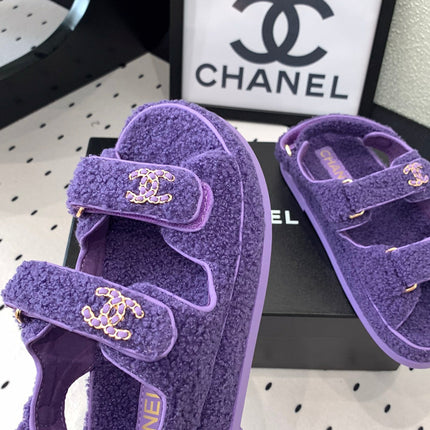 CC DAD SANDAL PLUM PURPLE LAMB FUR