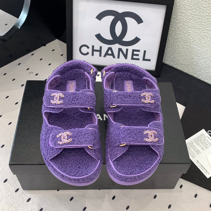 CC DAD SANDAL PLUM PURPLE LAMB FUR