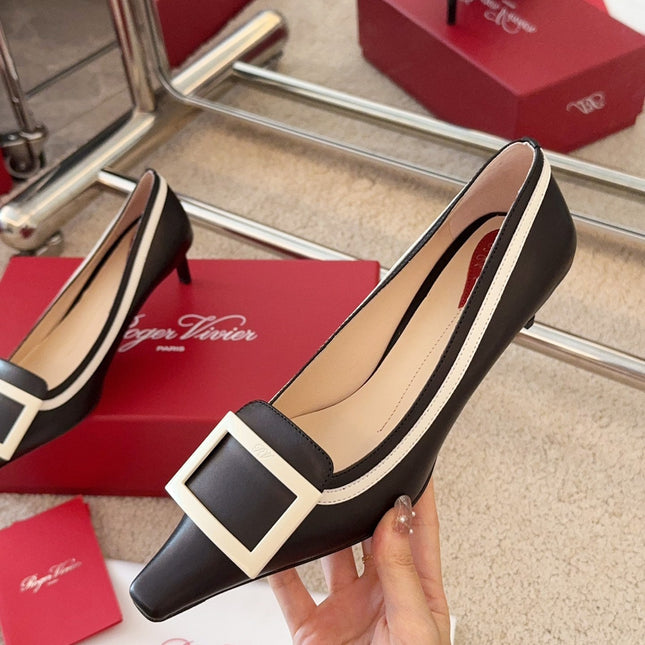 VIV’ CANARD PUMPS IN BLACK SHINY CALFSKIN