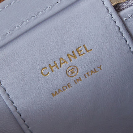 CHANEL 25S MINI VANITY BAG 11 CM IN GREY LAMBSKIN WITH CRYSTAL-EMBELLISHED CC LOGO