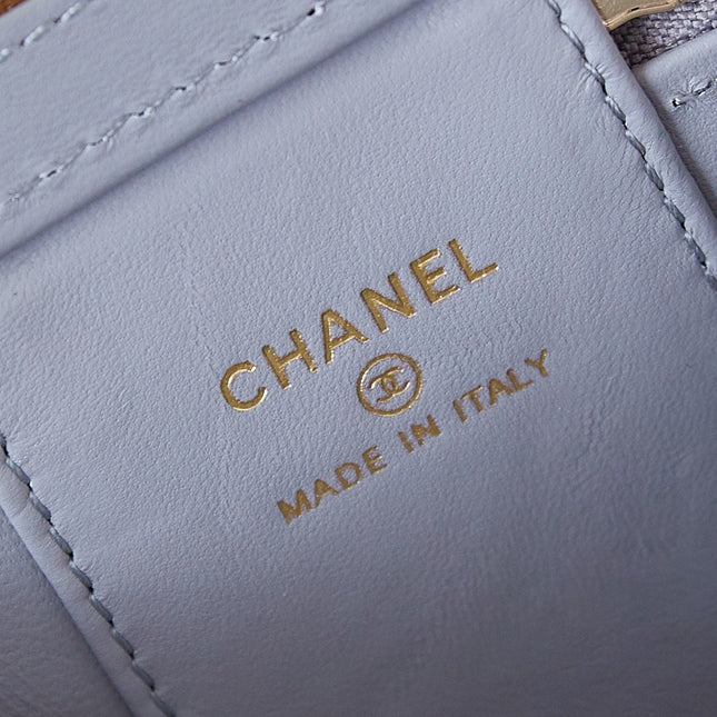 CHANEL 25S MINI VANITY BAG 11 CM IN GREY LAMBSKIN WITH CRYSTAL-EMBELLISHED CC LOGO