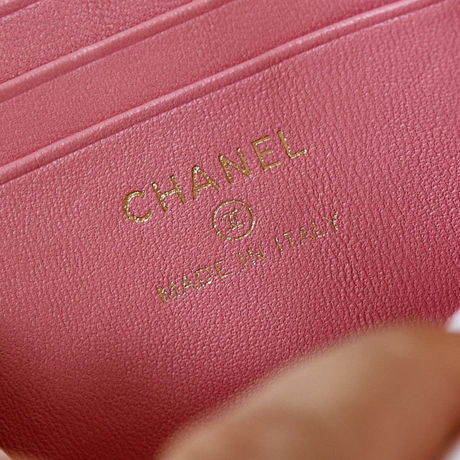 CHANEL 25S MINI VANITY BAG 16 CM IN PEACHY PINK LAMBSKIN WITH CRYSTAL-EMBELLISHED CC LOGO