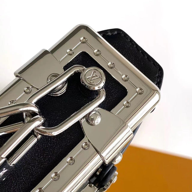SLIM TRUNK 23 IN BLACK CALFSKIN SILVER HARDWARE