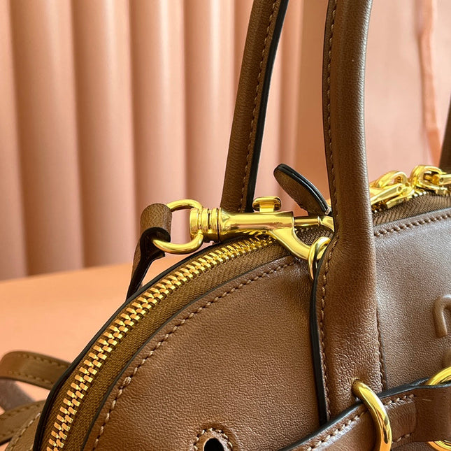 AVENTURE NAPPA BAG 33 IN CARAMEL BROWN LAMBSKIN GOLD HARDWARE