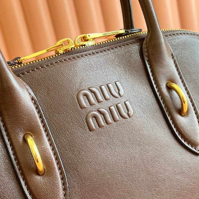 AVENTURE NAPPA BAG 33 IN CEDAR BROWN LAMBSKIN GOLD HARDWARE