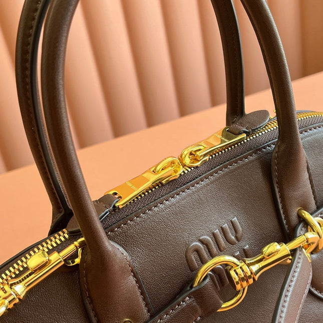 AVENTURE NAPPA BAG 33 IN CEDAR BROWN LAMBSKIN GOLD HARDWARE