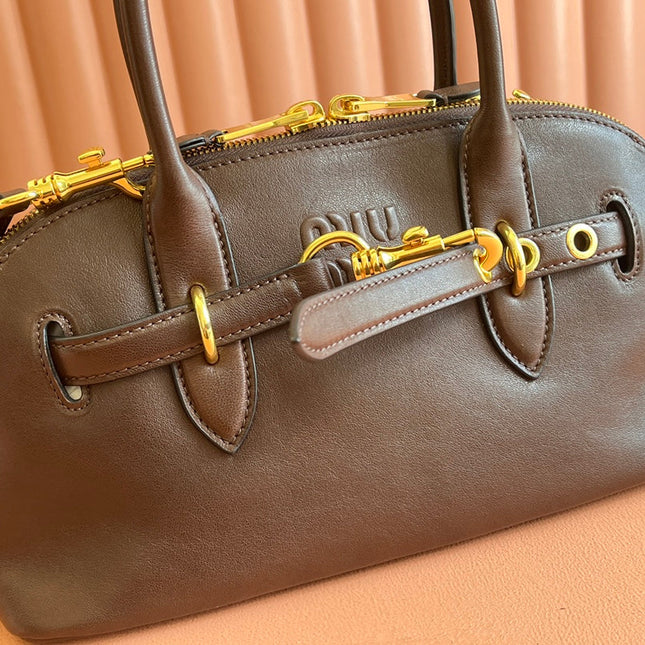 AVENTURE NAPPA BAG 33 IN CEDAR BROWN LAMBSKIN GOLD HARDWARE