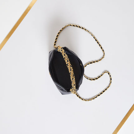 HOBO BAG 18 IN BLACK SOFT LAMBSKIN GOLD CHAIN
