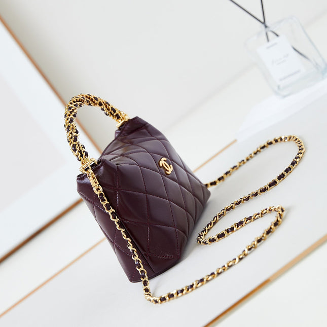 HOBO BAG 18 IN WINE RED SOFT LAMBSKIN GOLD CHAIN
