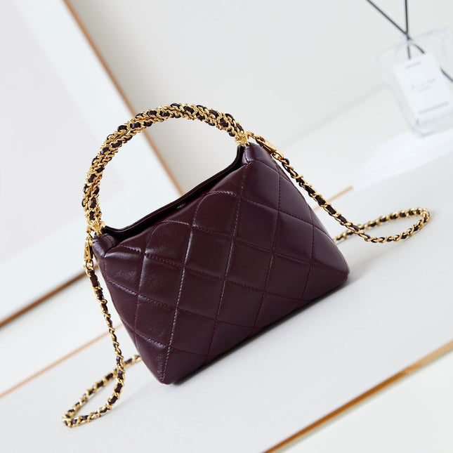 HOBO BAG 18 IN WINE RED SOFT LAMBSKIN GOLD CHAIN