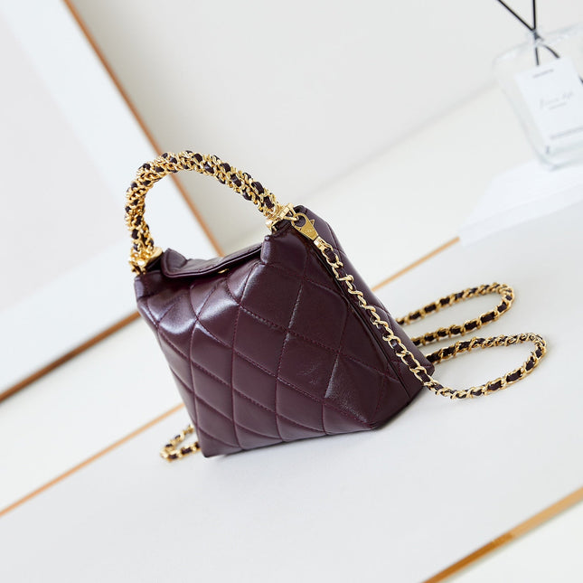 HOBO BAG 18 IN WINE RED SOFT LAMBSKIN GOLD CHAIN