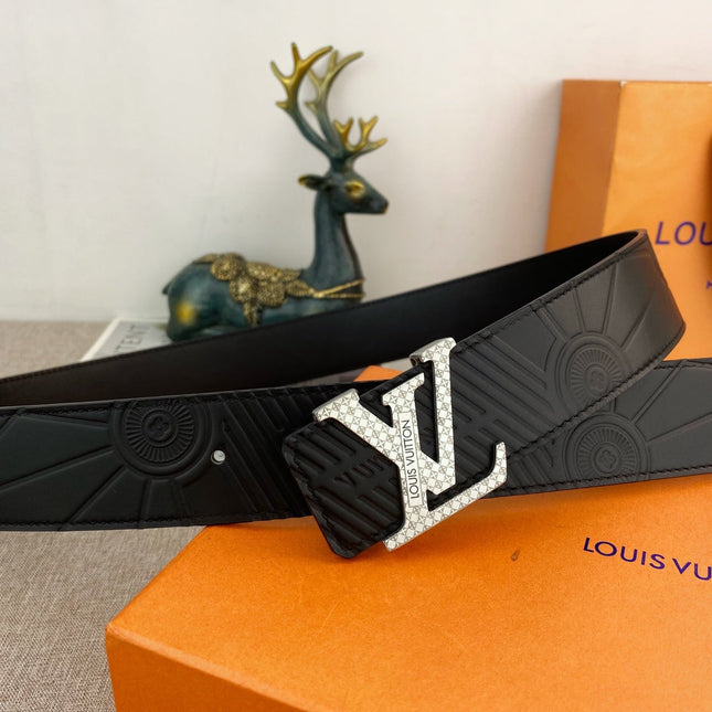 BELT 38MM IN BLACK SPECIAL TEXTURED LEATHER WITH SILVER STAINLESS STEEL BUCKLE
