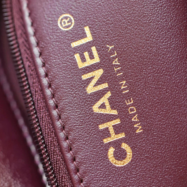 CHANEL 25S FLAP BAG 19 CM IN DARK RED LAMBSKIN WITH GOLD HARDWARE