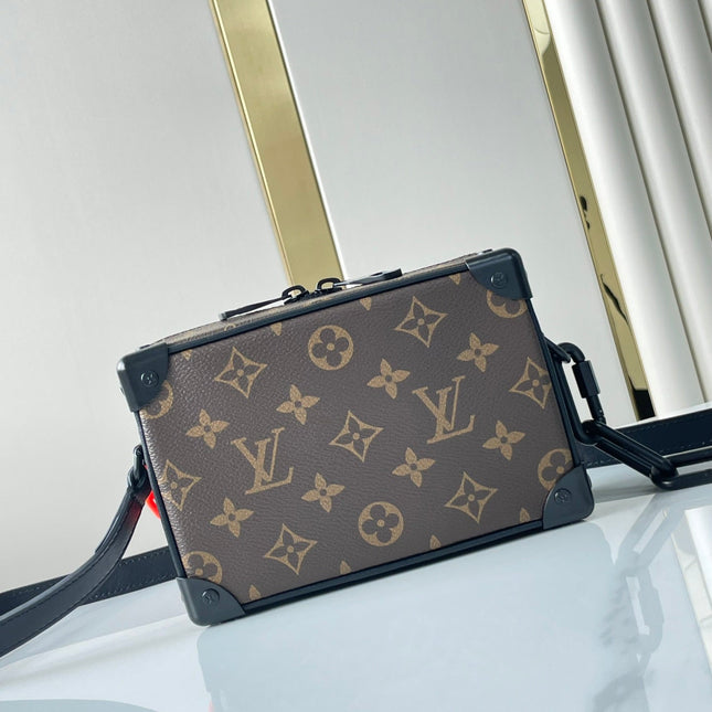 MINI SOFT TRUNK 18 IN BROWN MONOGRAM CANVAS RED ORANGE CHAIN