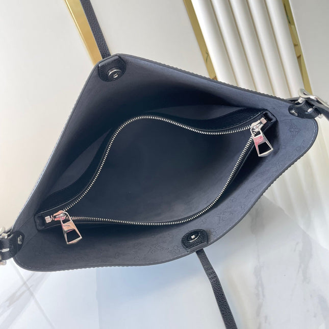 FLORE 28 IN CHARCOAL PERFORATED CALFSKIN